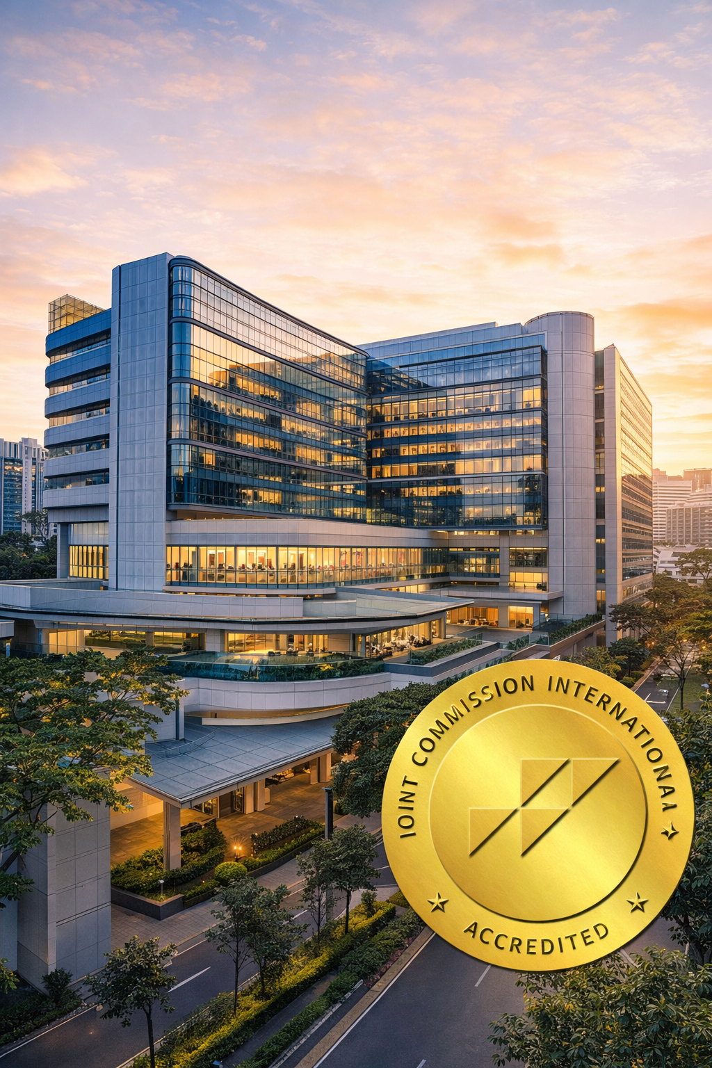 Hình ảnh bệnh viện hiện đại tại Singapore đạt chuẩn quốc tế JCI thuộc hệ thống IHH Healthcare, điểm đến điều trị uy tín cho bệnh nhân Việt Nam