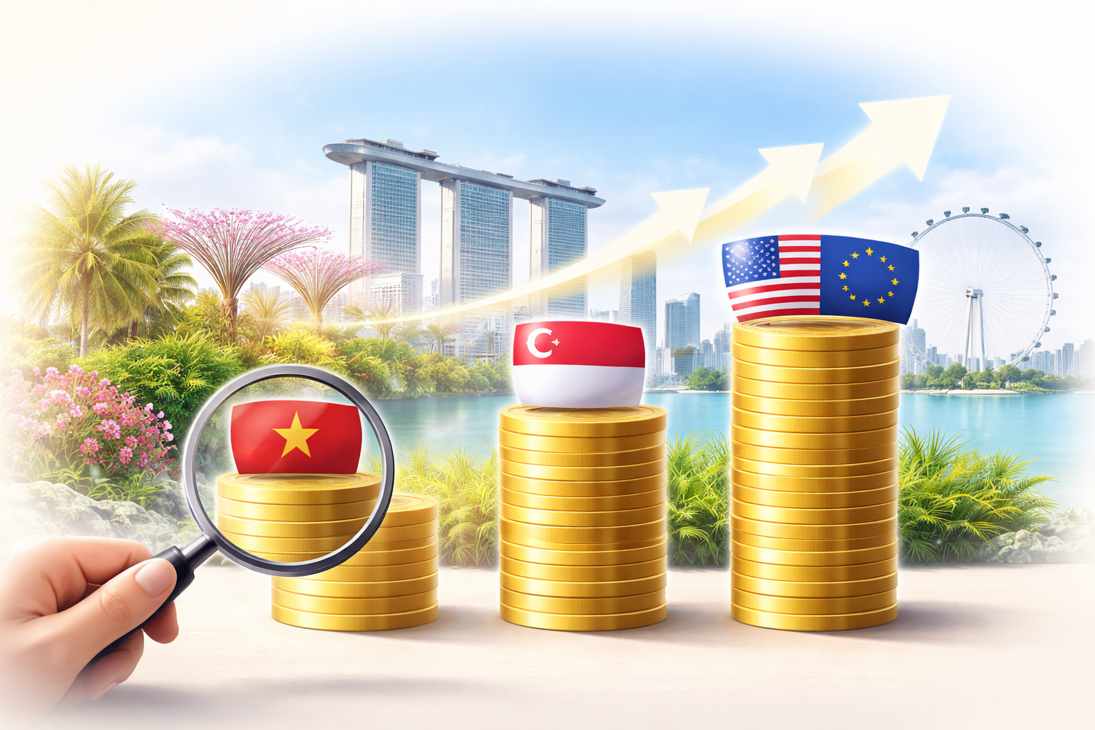 Hình ảnh so sánh chi phí điều trị ung thư giữa Singapore, Việt Nam và Mỹ Châu Âu với mức giá tương xứng chất lượng y tế